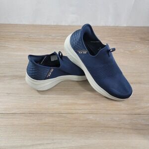 Skechers Slip Ins Men Size 9 Navy Blue Mesh Bobs Sport Sneakers Shoes